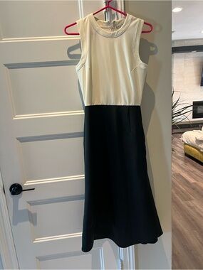 Reformation Sleeveless Two-Tone Midi Dress in Ivory and Black